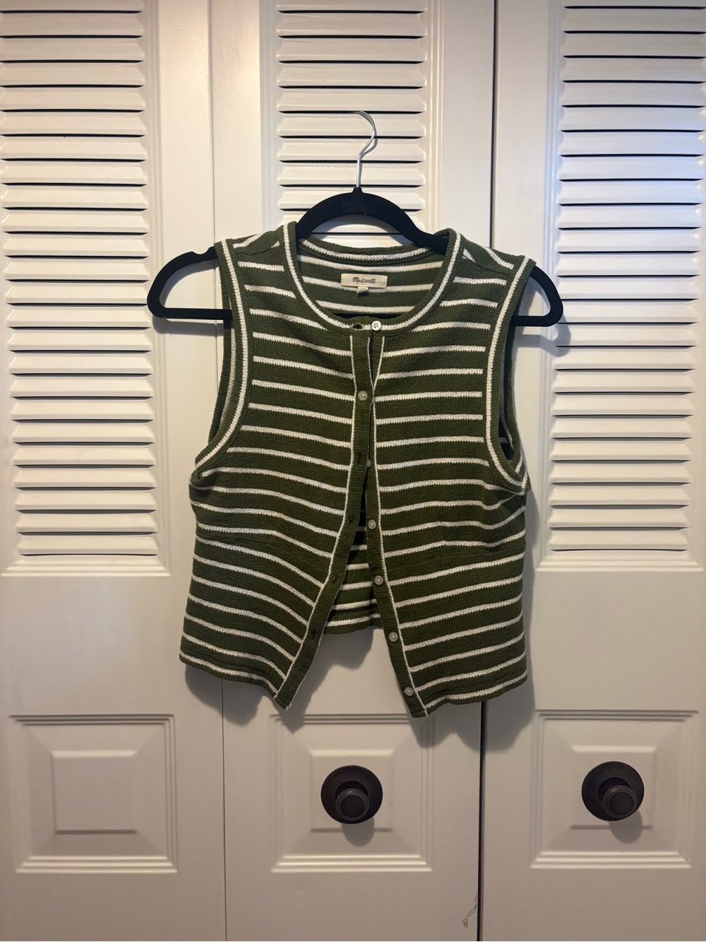 Madewell Olive & White Striped Knit Tank Vest